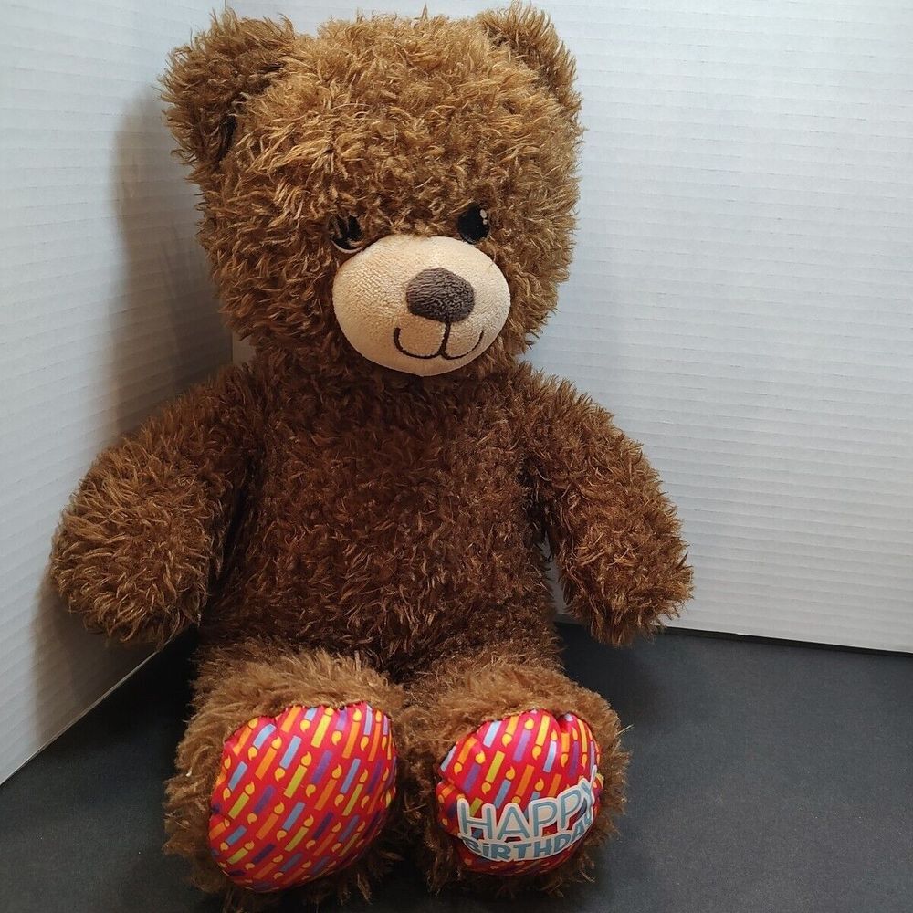 Build-A-Bear Happy Birthday Feet 16" Plush Stuffed Animal Dark Brown Bear